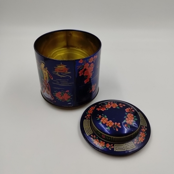 Japan Theme Tea Tin Daher Long Island Vintage Canister England 5.5" Tall w/Lid - Picture 12 of 14
